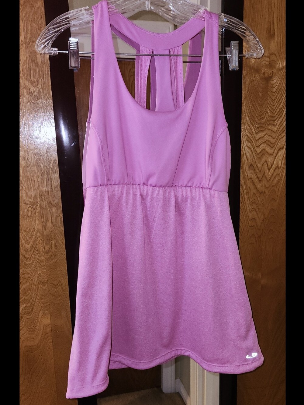 Champion Babydoll Racerback Cutout Pink Fitness Tank Top With Built In Bra